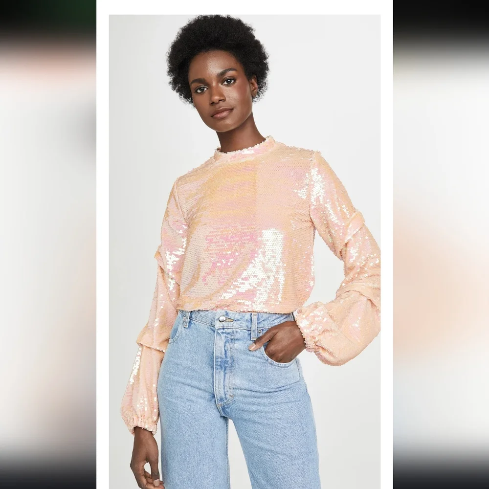 What a Fun and Sparkly Pink Sequin Top - Picture 3 of 4